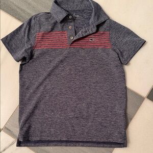 Vineyard Vines Navy and Red Striped Polo